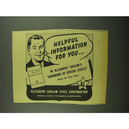 1942 Allegheny Ludlum Steel Ad - Helpful Information