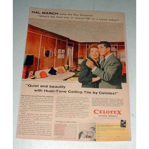 1958 Celotex Ceiling Tile Ad w/ Hal March