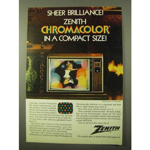 1971 Zenith Faraday Model B6030W TV Ad - Brilliance
