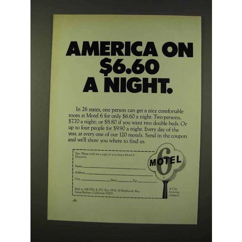1973 Motel 6 Ad - on $6.60 a Night