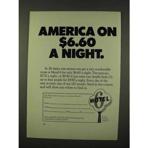 1973 Motel 6 Ad - America on $6.60 a Night