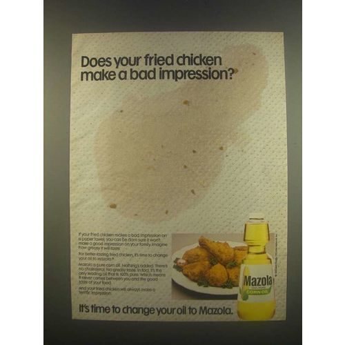 1985 Mazola Corn Oil Ad - A Bad Impression