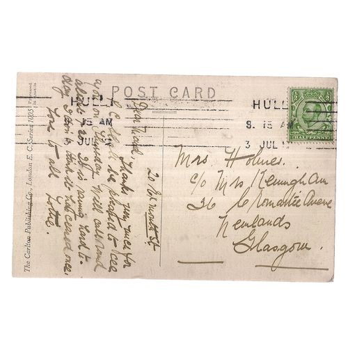 A YOUNG ENGLISH LADY VERY early 20th c .used postcard by Carlton publishing Co =