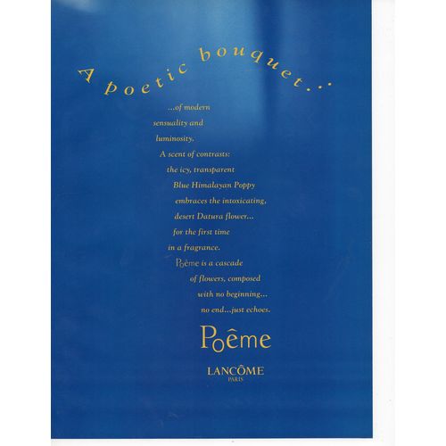 Lancome Poem perfume Vintage Full 4 Page Print Ad April 1996