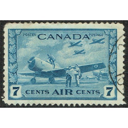 Canada 1942 War Effort Air 7c Blue SG400 FU