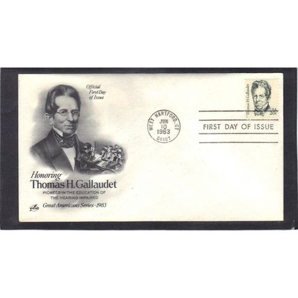 FDC Art Craft 1861 20c Thomas Gallaudet (Cachet-U/A) CV00070