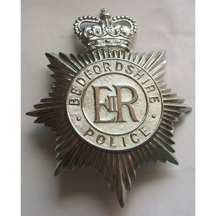 Bedfordshire Police Helmet Plate QE11 Crown
