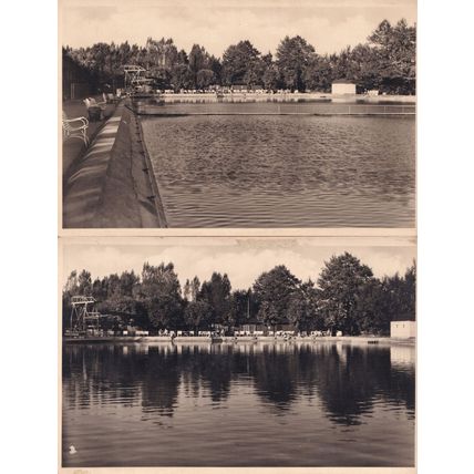 Rhonbad Bronzell German Swimming Pool 2x Old Postcard s