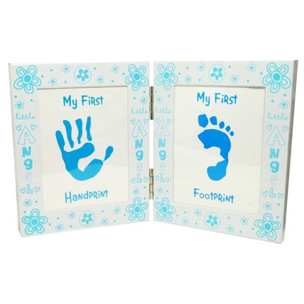 5pc Newborn Baby Boy Gift First Photo Frame Handprint Footprint Kit Blue White