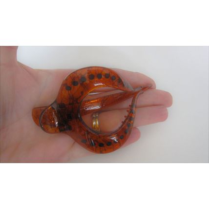 Acrylic amber brown splatter paint alligator hair comb clip for medium thick