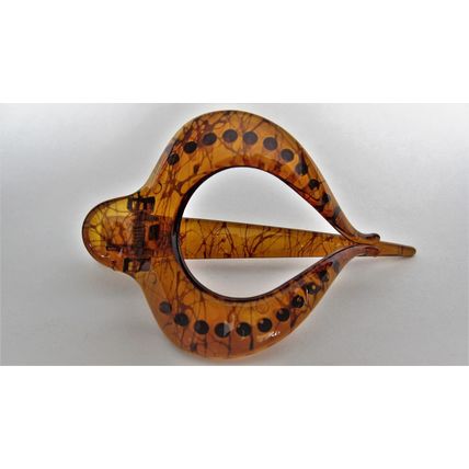 Acrylic amber brown splatter paint alligator hair comb clip for medium thick