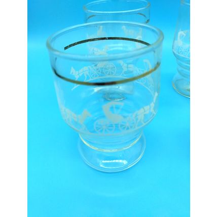 Vintage Anchor Hocking Amish Horse & Buggy Lowball Orange Juice Glasses Set of 6