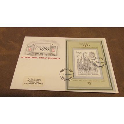 Alternate 1980 GB FDC Cover - London International Stamp Exhibition mini sheet