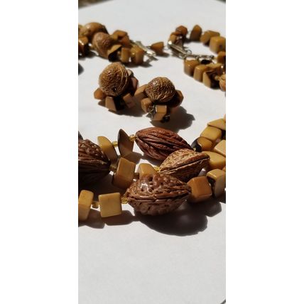 Vintage Almond Nut Necklace Set