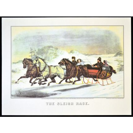 SLEIGH RACE 1952 Nathaniel Currier - James Merritt Ives PRINT