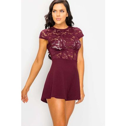 Floral Sheer Lace Combo Romper