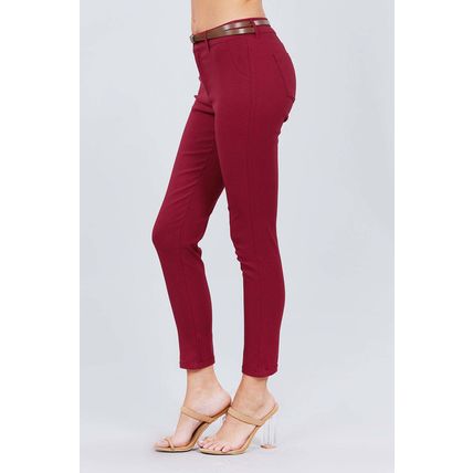 Belted Textured Long Pants