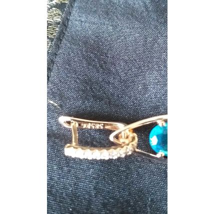 Vintage 1990-s 14 Ct Rolled Gold Aquamarine/ Zircon Earrings - Hallmarked 585 RG