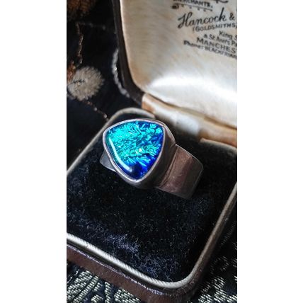 Antique Vintage 1940-s Silver 925 Butterfly Wings Ring Size US O, UK 7 1/2