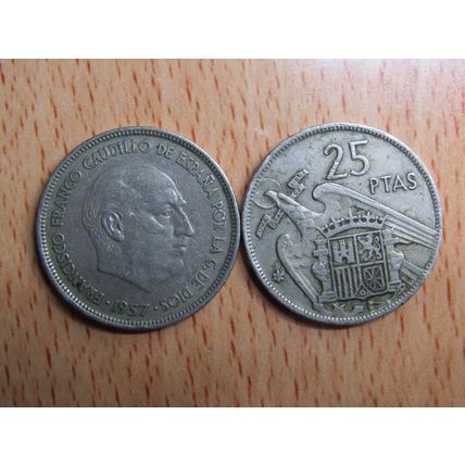 Spain 1967 Franco 1957-1967* 25 Peseta Coin