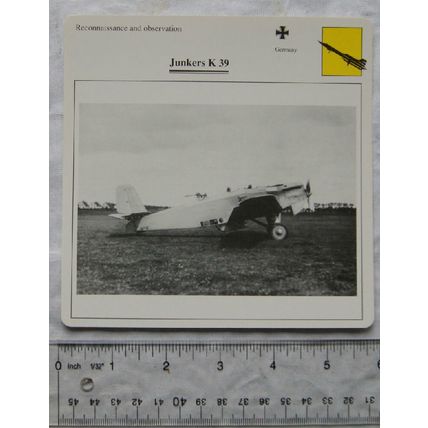 Junkers K 39 - Germany - Recon. & Observation - Collectors Club Card