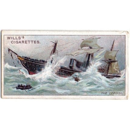 SINGLE WILLS CIGARETTE CARD CELEBRATED SHIPS 1911 NUMBER 32. THE LONDON