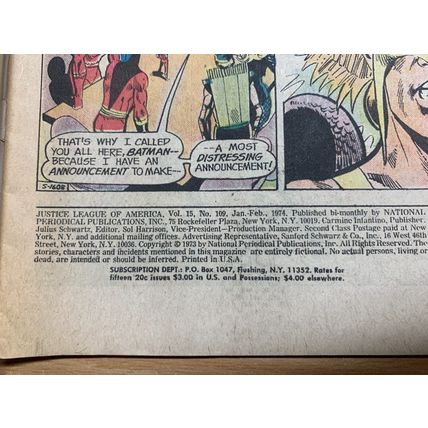 DC COMICS JUSTICE LEAGUE OF AMERICA #109 FEB 1974 (VFN) COMIC (LL)