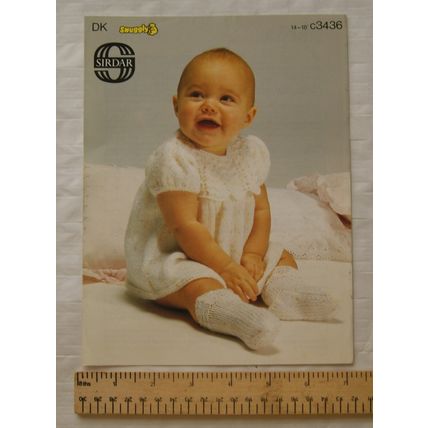 Vintage: Sirdar 3436 dress & socks, Snuggly DK, 14-18 inch, 36-46 cm