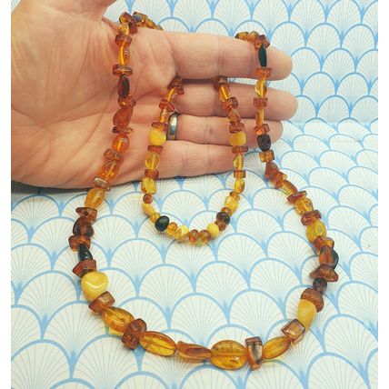 Vintage Genuine Natural Baltic Amber Chunky Polished Nugget Beaded Necklace
