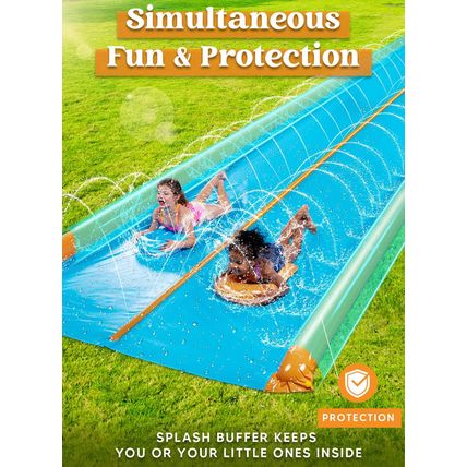 Sloosh Double Lane Water Slide,25Ft X 6Ft Heavy Duty Lawn Water Slip and Slide w