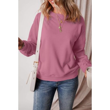 Meadow Mauve Solid Fleece Lined Drop Shoulder Terry Sweatshirt