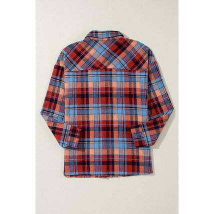 Red Plaid Print Loose Vintage Shirt
