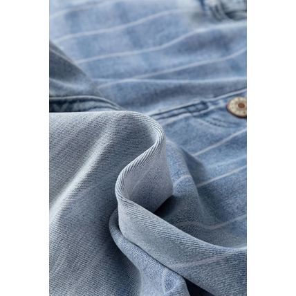 Beau Blue Multi Buttons Pinstripe Wide Leg Jeans