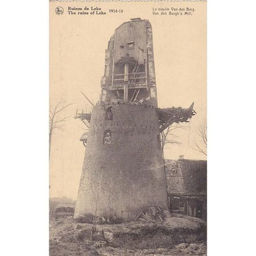 Ruines De leke Le MoulinVan Den Berg War Damage Postcard (WD90)