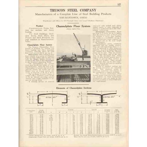 truscon steel company 1931 channelplate floor system vintage catalog