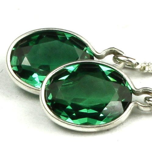 Russian Nanocrystal Emerald, 925 Sterling Silver Threader Earrings, SE005