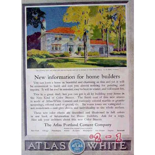 ATLAS PORTLAND CEMENT COMPANY 1929 New info home builders vintage ad