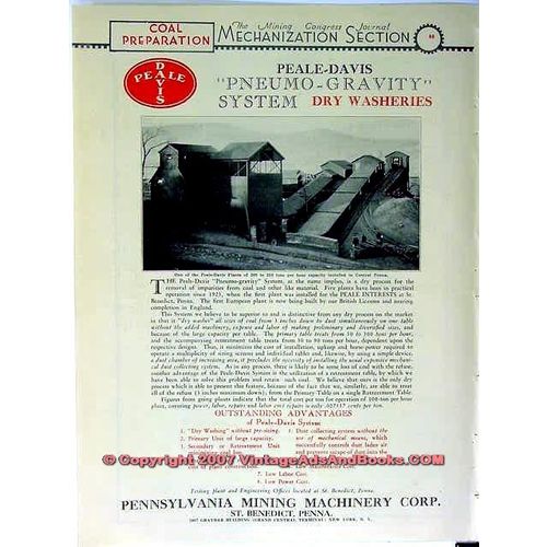 PENNSYLVANIA MINING MACHINERY CORP 1928 coal dry washer vintage ad