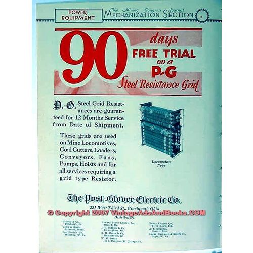 POST-GLOVER ELECTRIC COMPANY 1928 mining equipment vintage ad