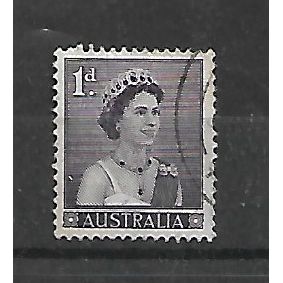 Australia.SG308 1d Queen Elizabeth II (Deep Slate-Purple).Fine Used.Sep20