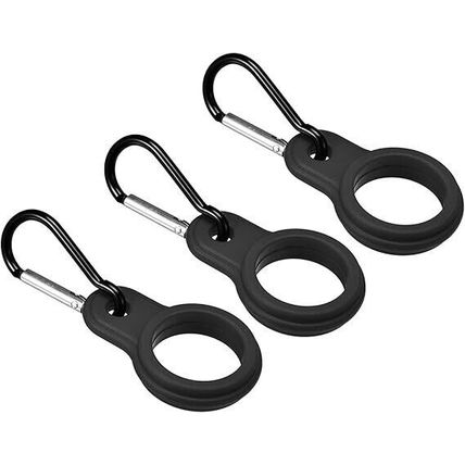 Black Water Bottle Holder With Carabiner Clip Silicone For Backpack hiking walks