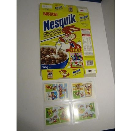 Nestle 1994 - Nesquik Quicky Action Stickers Cereal Box Set of 4 Stickers