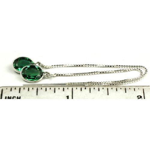 Russian Nanocrystal Emerald, 925 Sterling Silver Threader Earrings, SE005