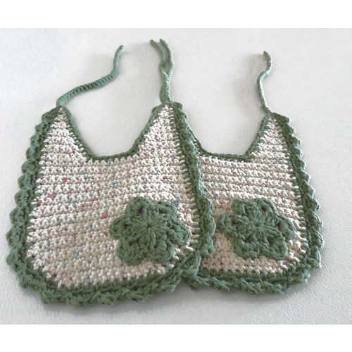 Baby toddler bib burp cloth set #bb004 cotton crochet 6 inch x 6.5 inch