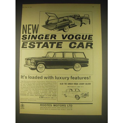 1962 Singer Vogue Estate Car Ad - It's loaded with luxury features