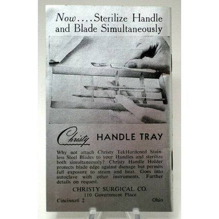 1959 Christy Sterile Stainless Surgical Blades Advertisement Memo Book (E16)