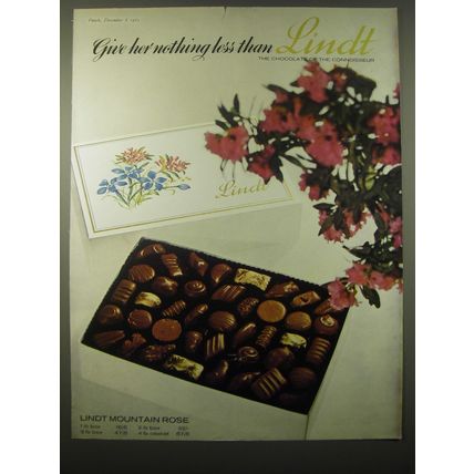 1965 Lindt Mountain Rose Chocolate Ad - Give her nothing less than Lindt