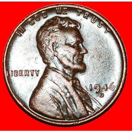 WHEAT PENNY (1909-1958):USA★1 CENT 1946D★LINCOLN 1809-1865★LOW START★NO RESERVE!