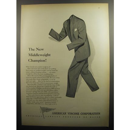 1951 American Viscose Corporation Ad - The new middleweight champion