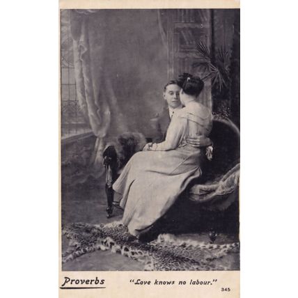 Love Knows No Labour Real Photo Old Proverb Postcard